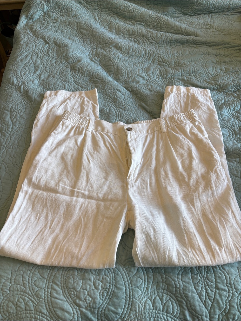 H&M White Elastic Waist Casual Pants